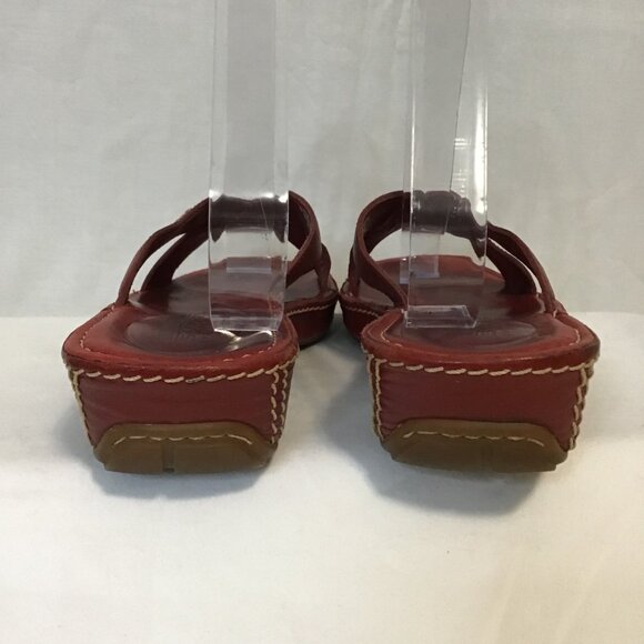 Timberland Red Leather Smart Comfort Slip On Sandals Size 6.5 - Picture 5 of 9